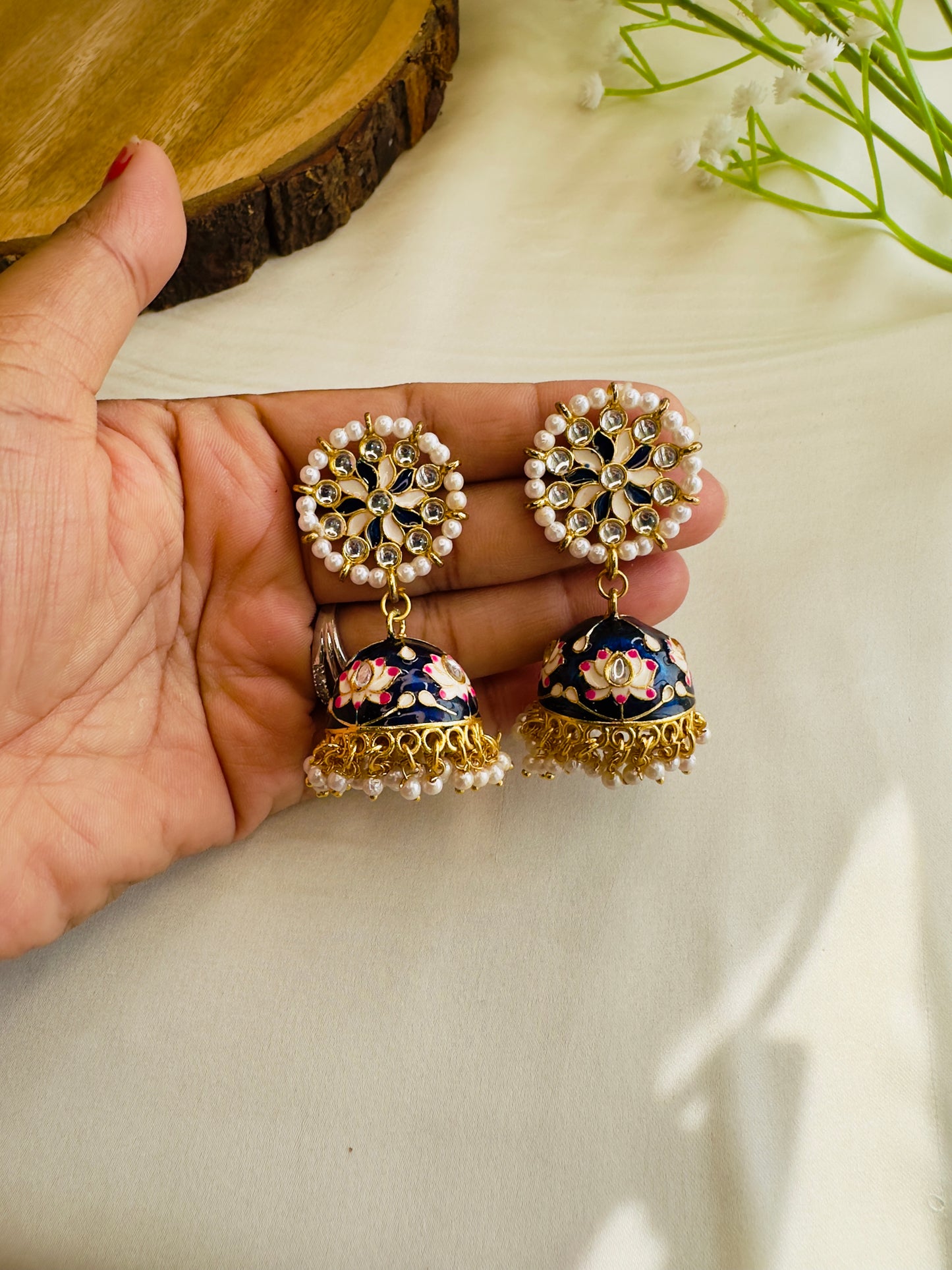 Meenakari Jhumki Earrings
