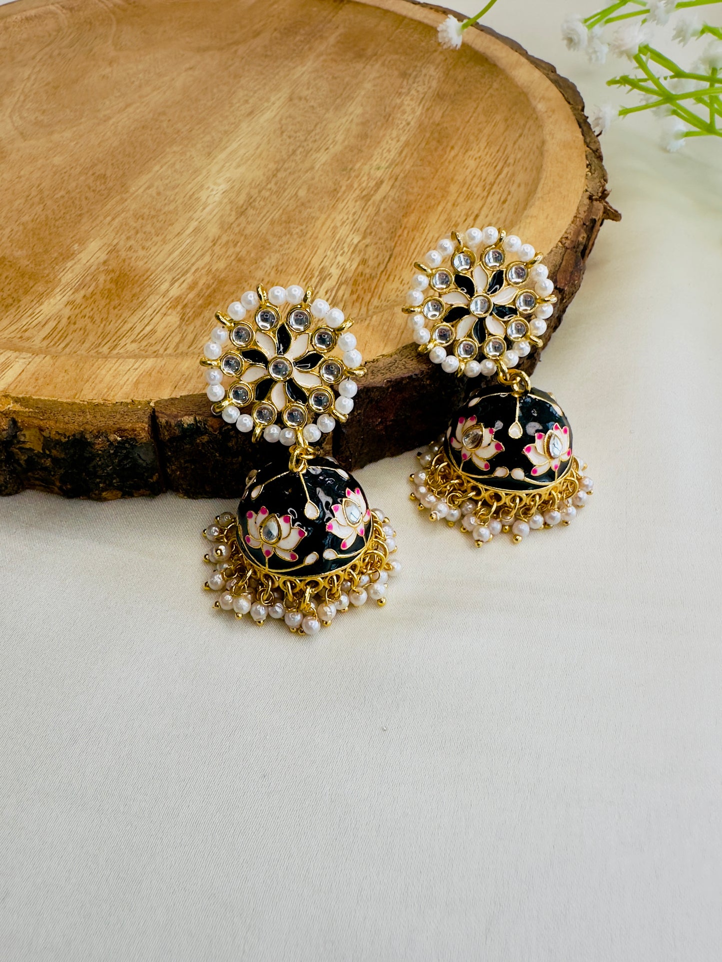 Meenakari Jhumki Earrings