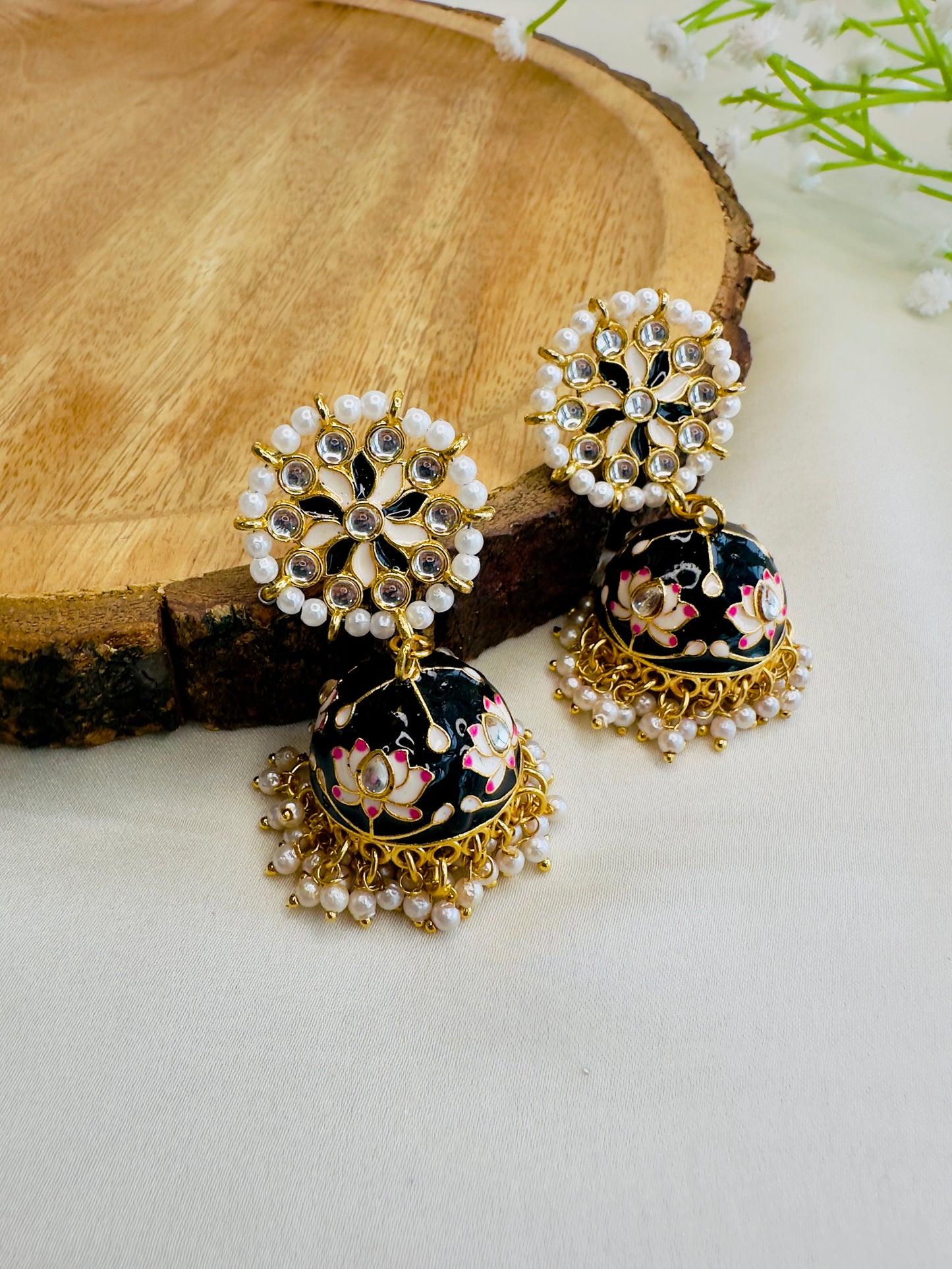 Meenakari Jhumki Earrings