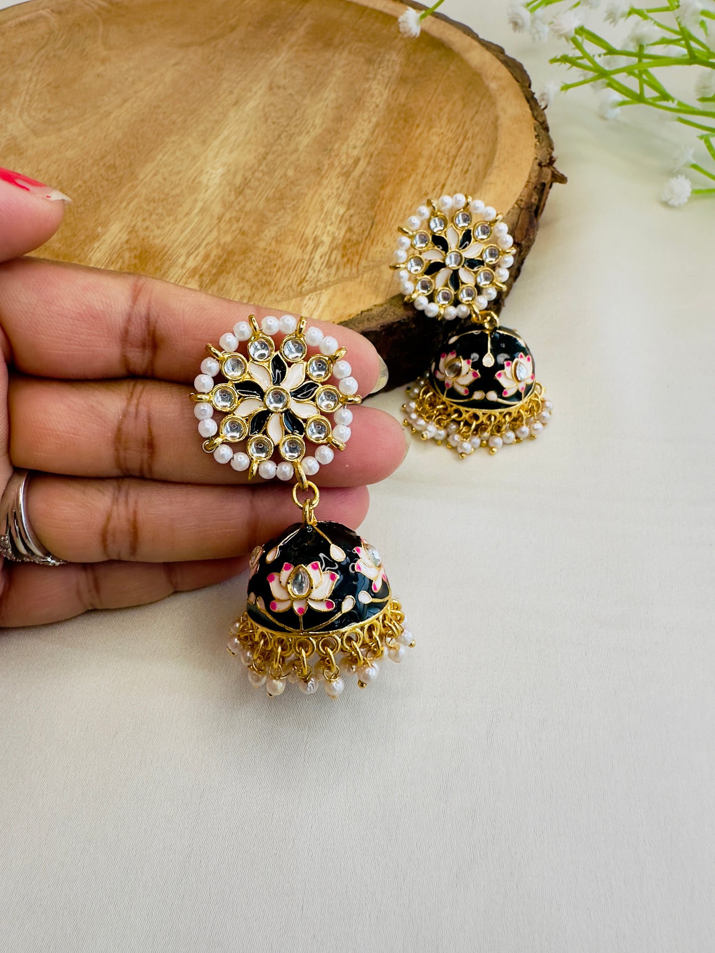 Meenakari Jhumki Earrings