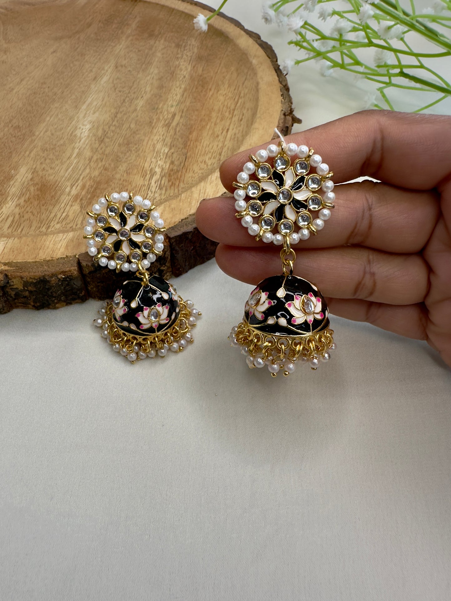 Meenakari Jhumki Earrings