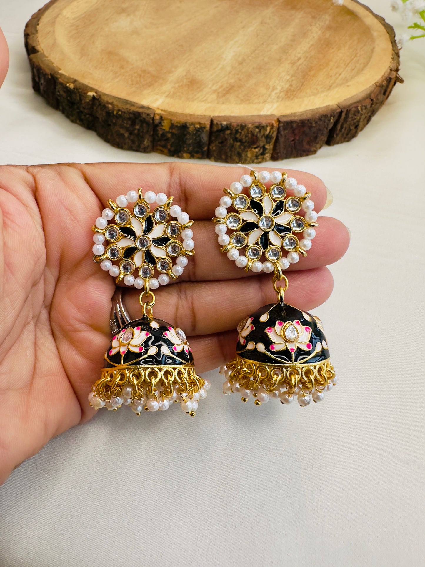 Meenakari Jhumki Earrings