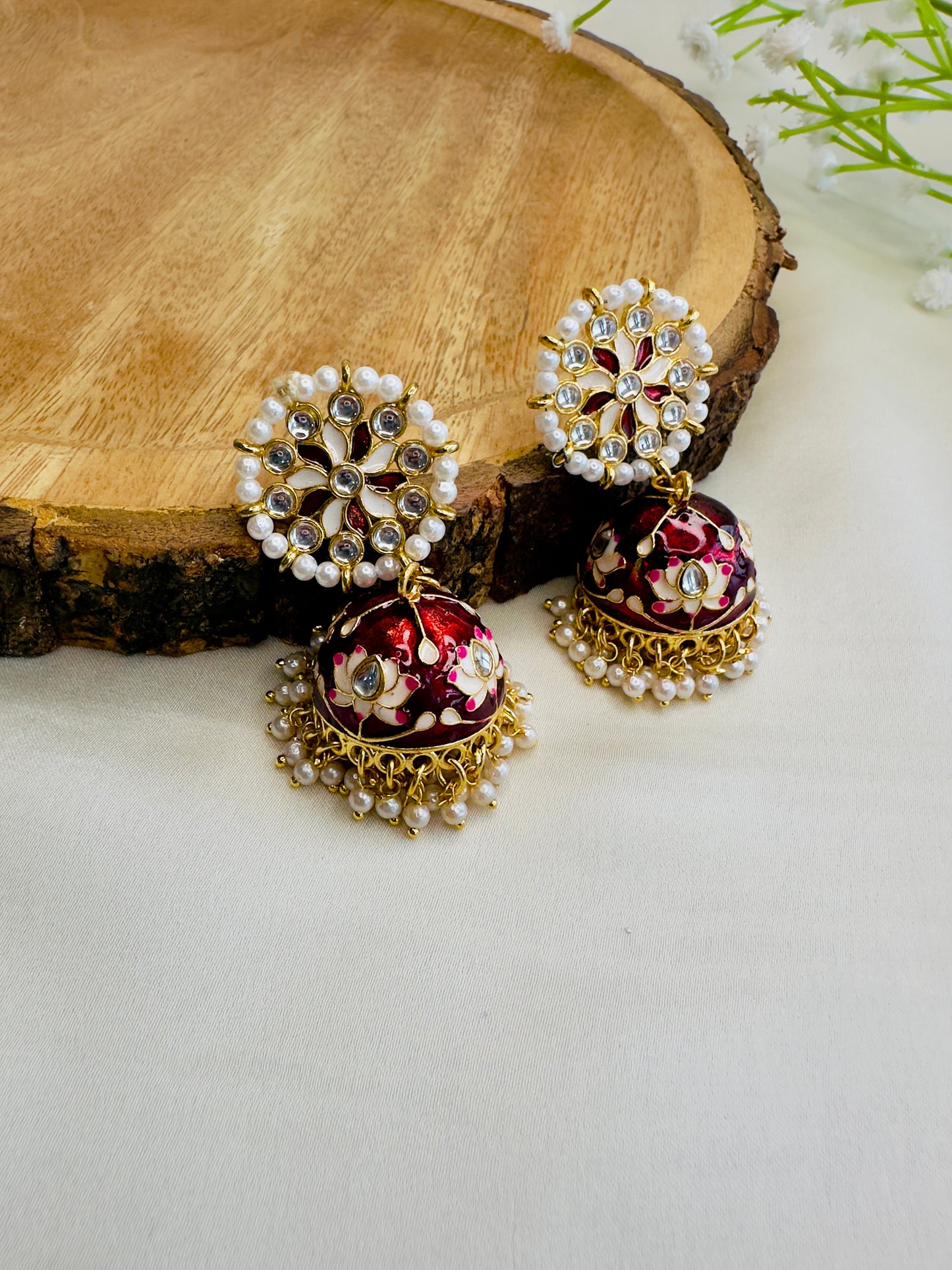 Meenakari Jhumki Earrings