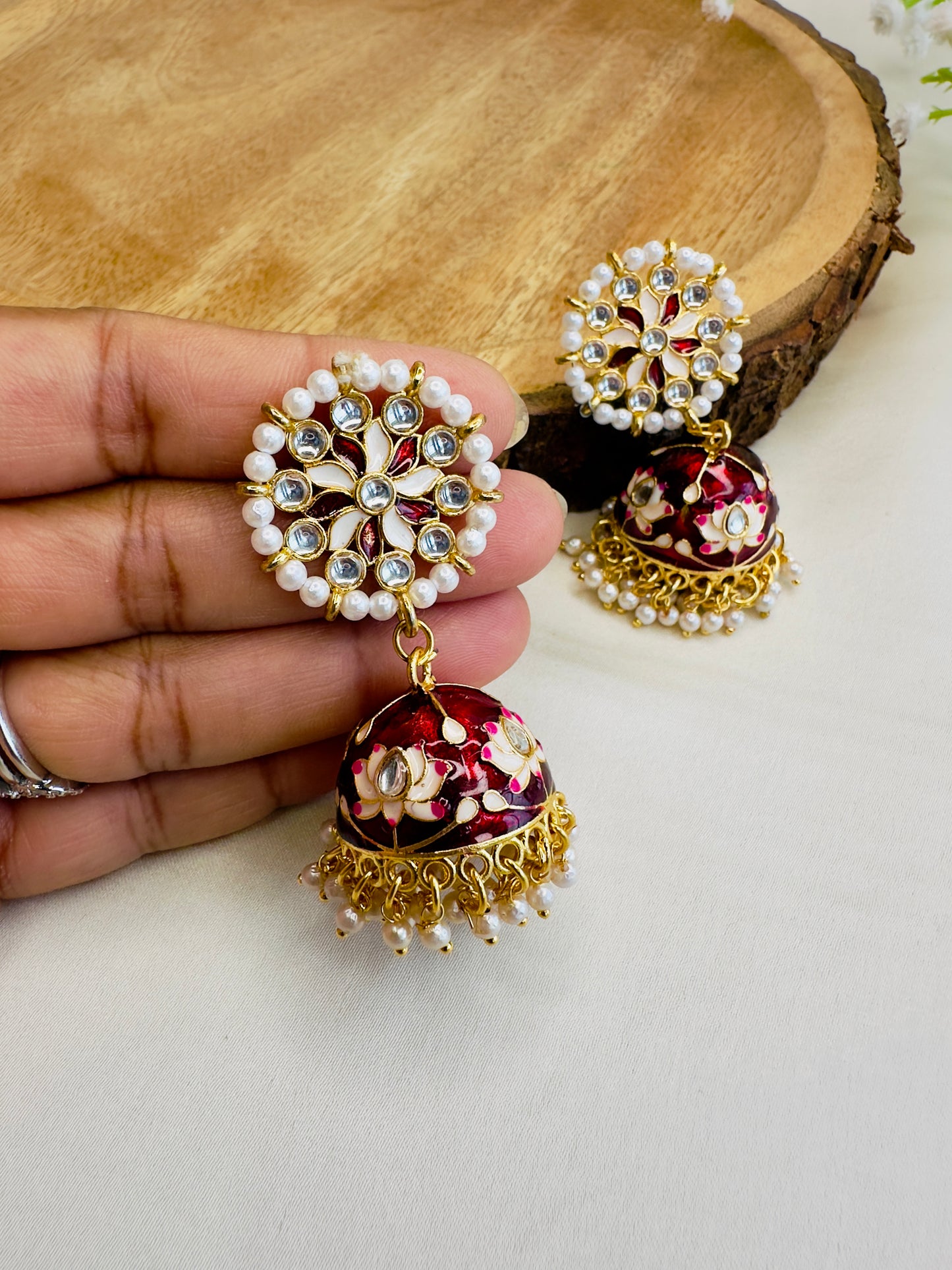 Meenakari Jhumki Earrings