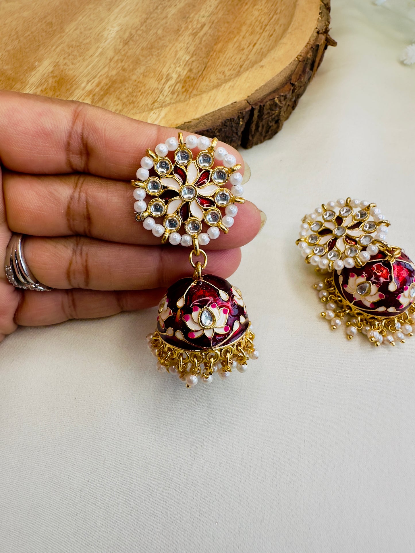 Meenakari Jhumki Earrings