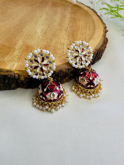 Meenakari Jhumki Earrings