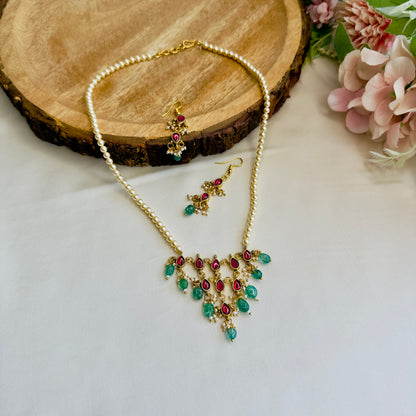 Swarovski  Pearls Jadau Pendant Necklace Set