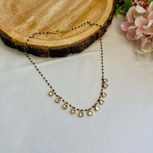 Black Beads Moissanite Necklace