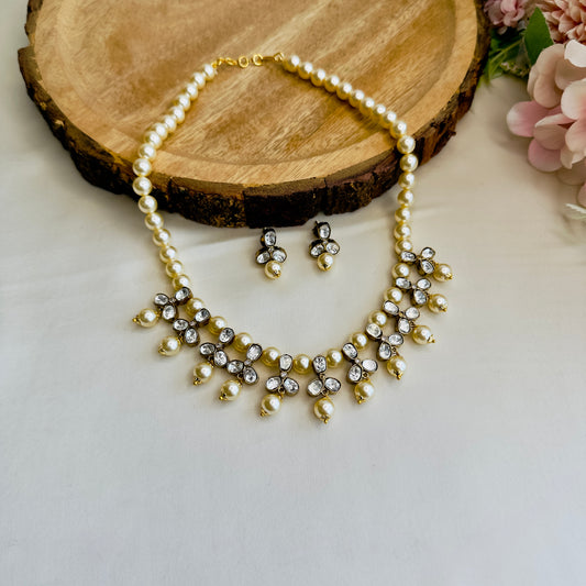 Swarovski Pearl Moissanite Necklace Set