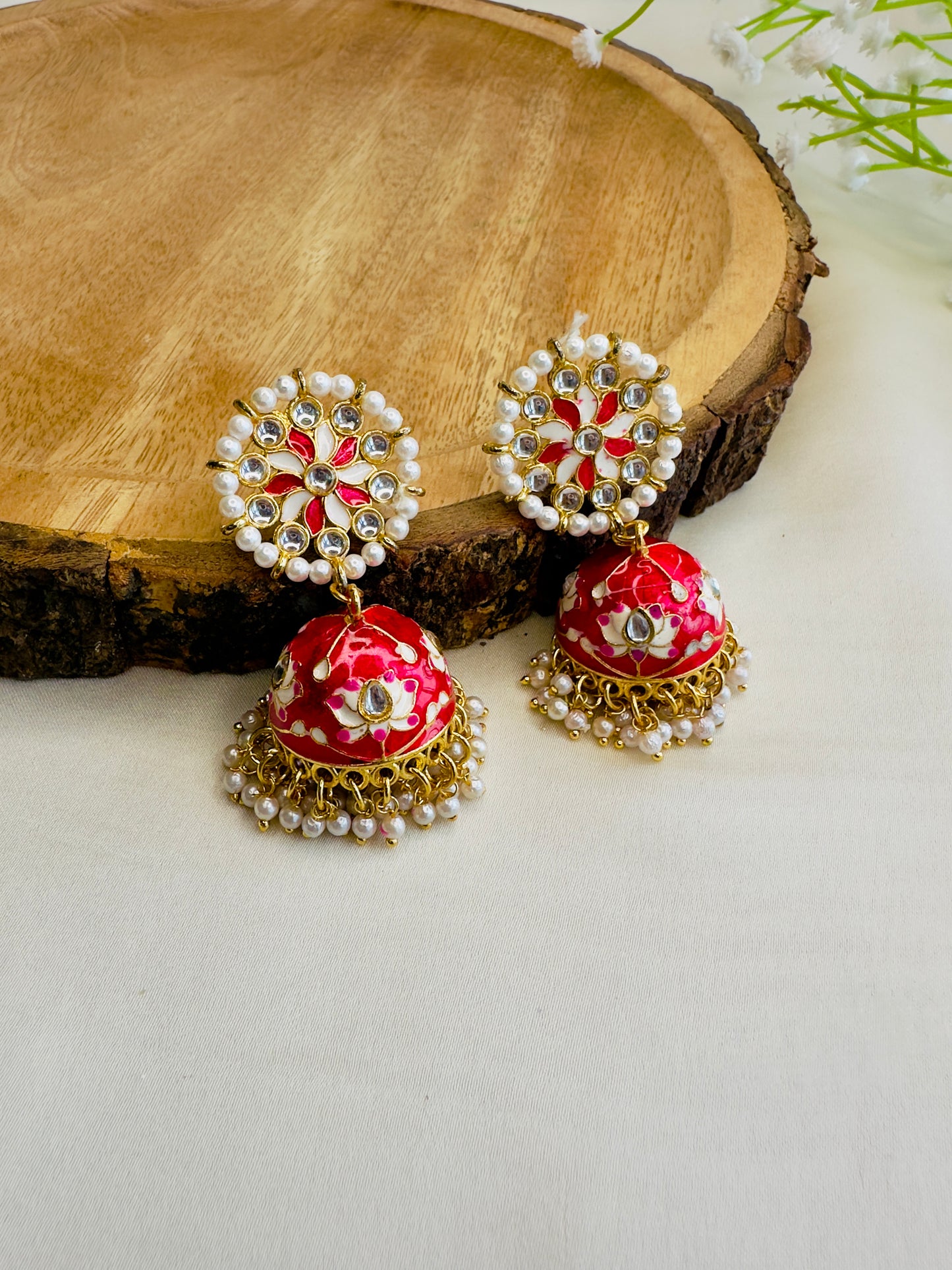 Meenakari Jhumki Earrings