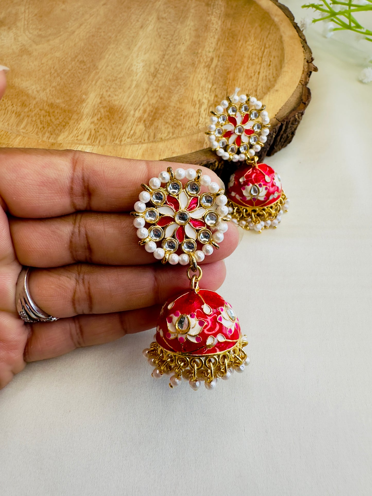 Meenakari Jhumki Earrings