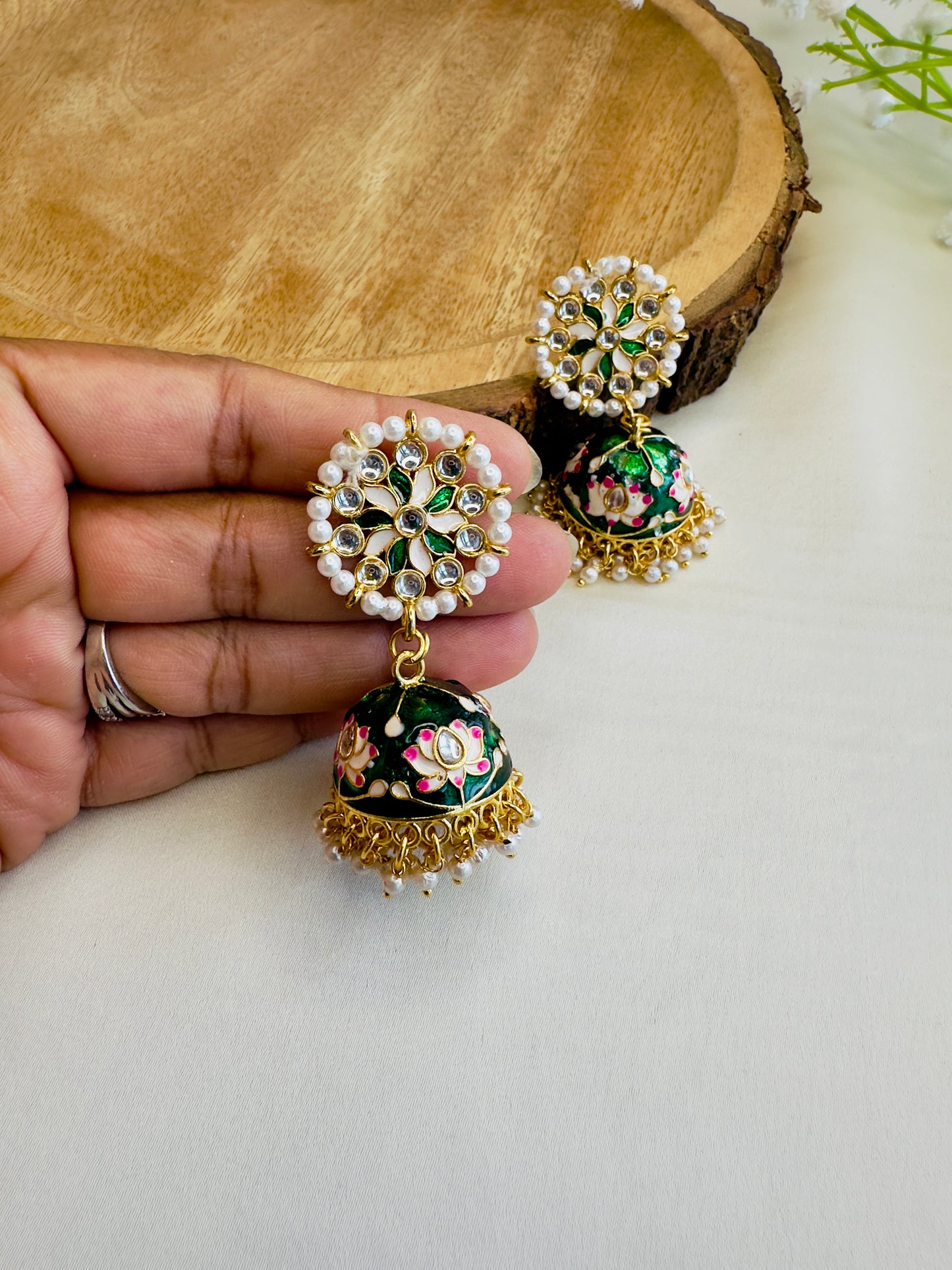 Meenakari Jhumki Earrings