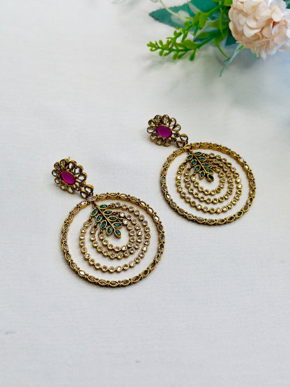 Multi layer Stone work earrings