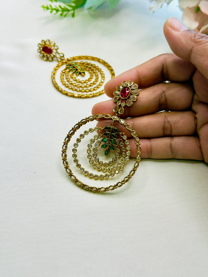 Multi layer Stone work earrings