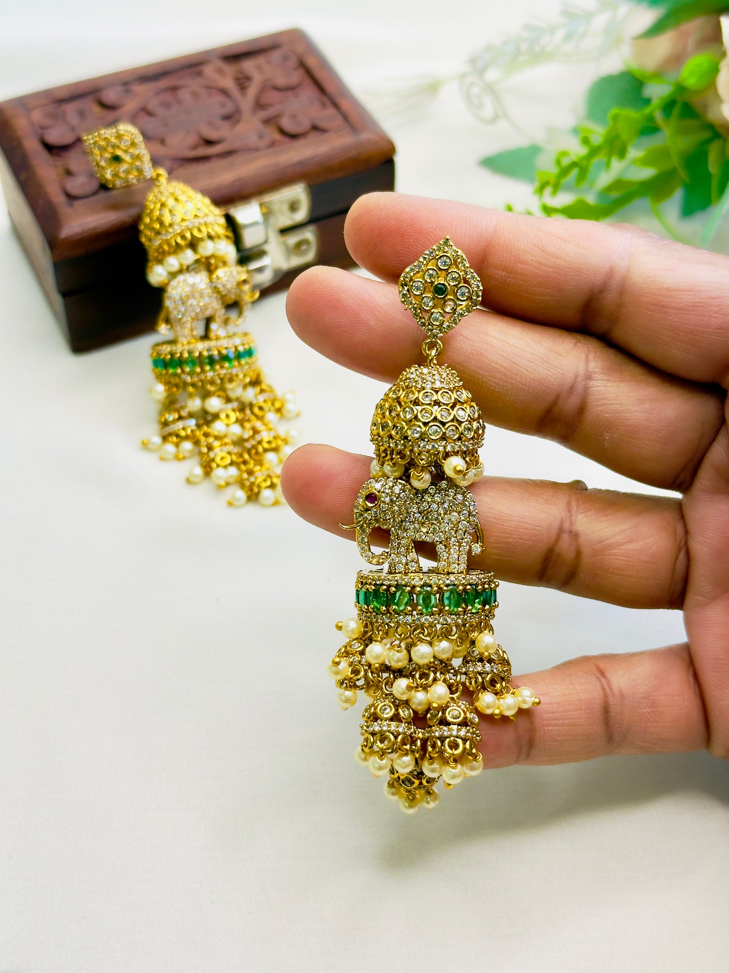 3D Elephant Motif Earrings