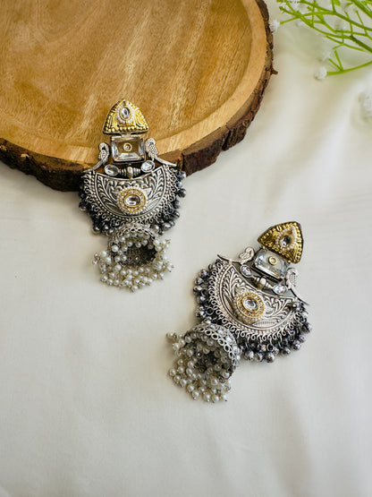 Beautiful Silver Replica Jhumka Earrings
