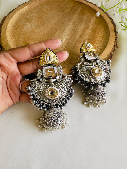 Beautiful Silver Replica Jhumka Earrings