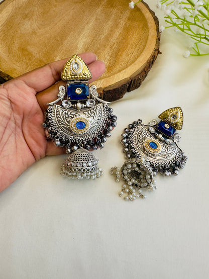 Beautiful Silver Replica Jhumka Earrings