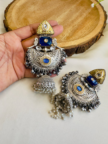 Beautiful Silver Replica Jhumka Earrings