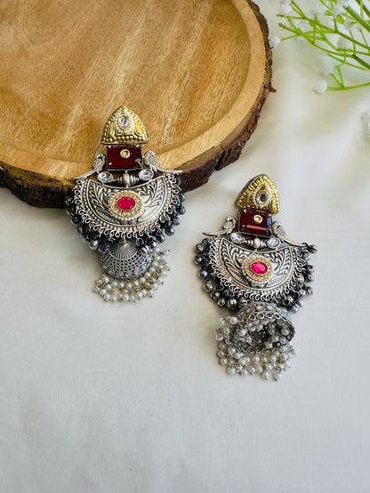 Beautiful Silver Replica Jhumka Earrings