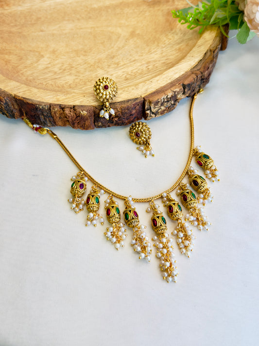 Beautiful Pearl Work Necklace Set