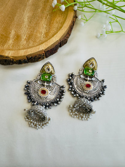 Beautiful Silver Replica Jhumka Earrings