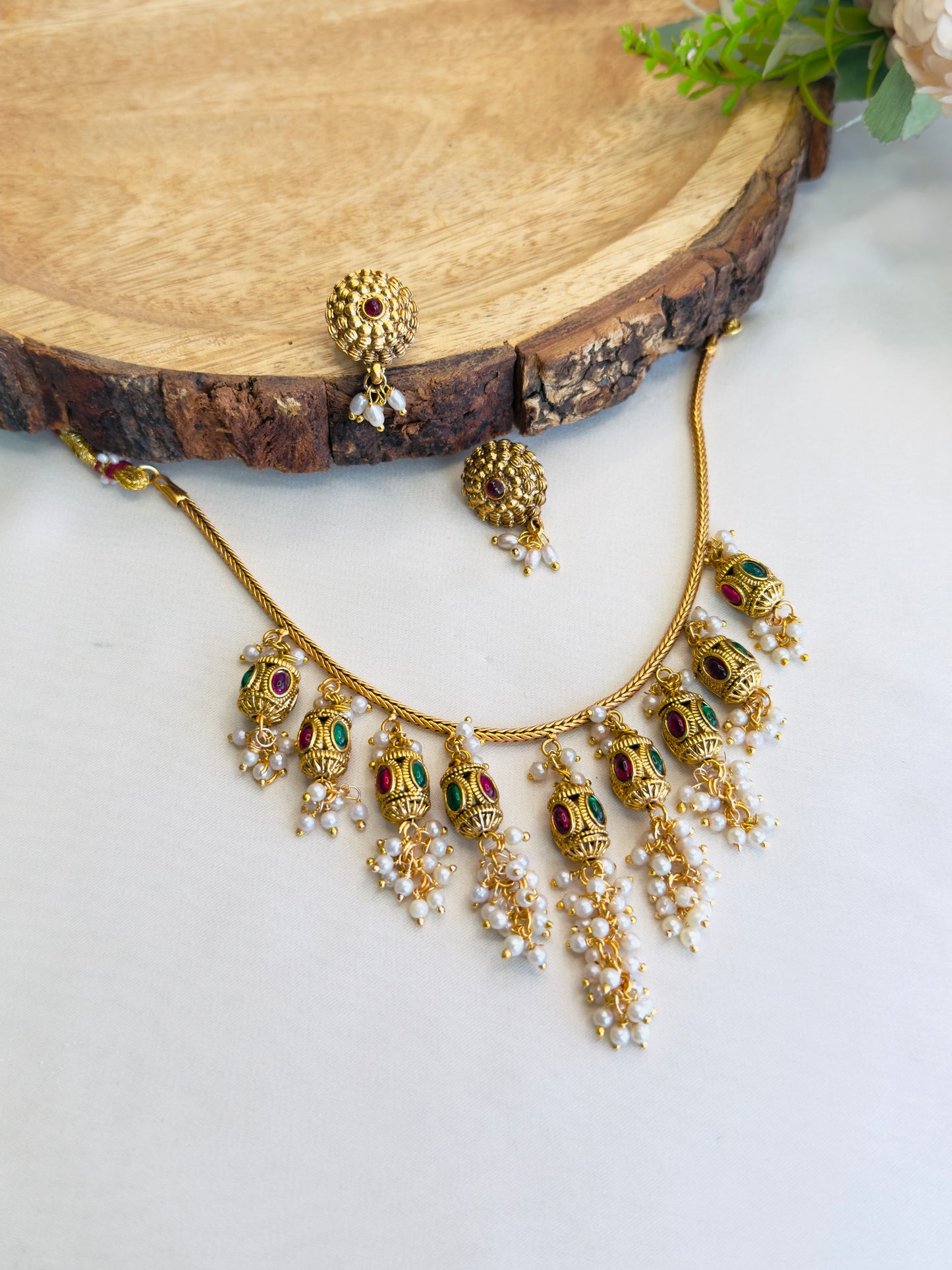 Beautiful Pearl Work Necklace Set