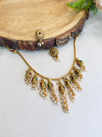 Beautiful Pearl Work Necklace Set