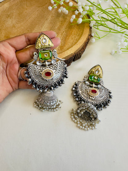 Beautiful Silver Replica Jhumka Earrings