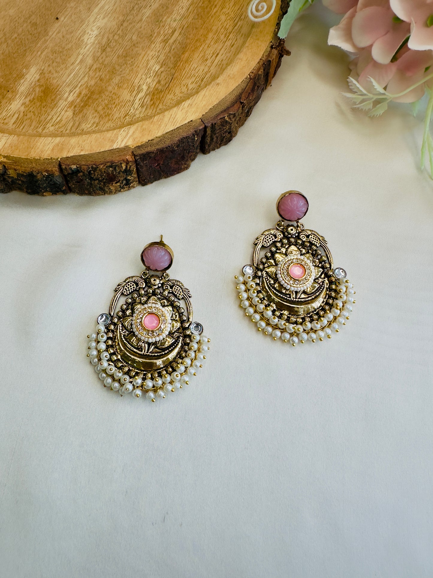 Antique finish Pearl layered Earrings