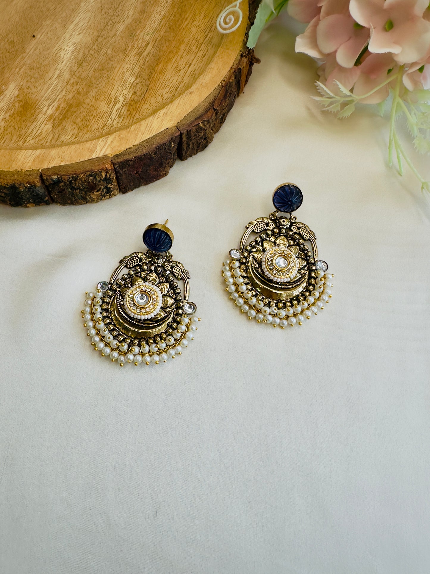 Antique finish Pearl layered Earrings
