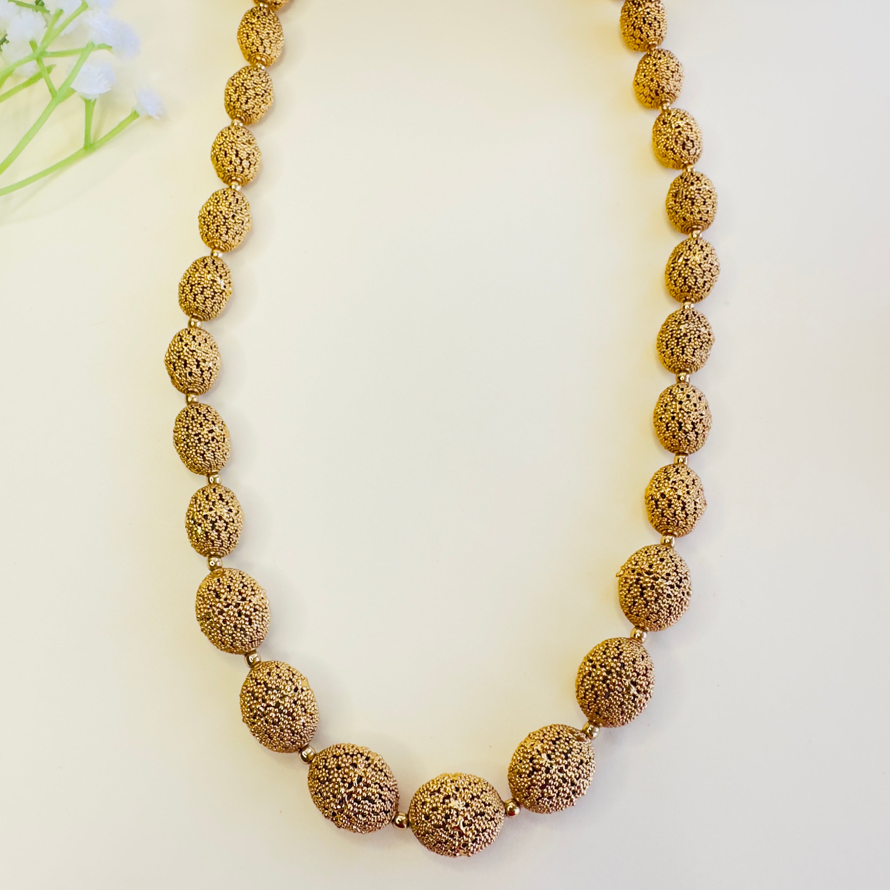 Oval Beads Golden Mala – Stridhan