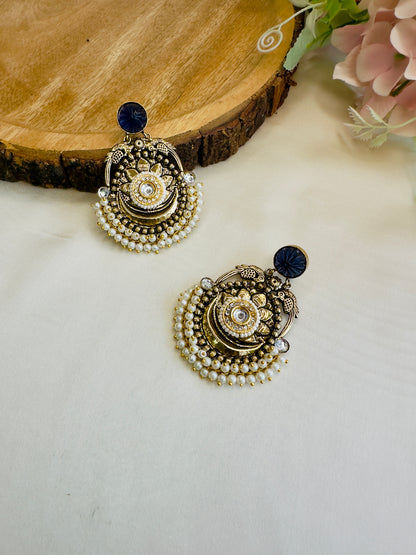 Antique finish Pearl layered Earrings