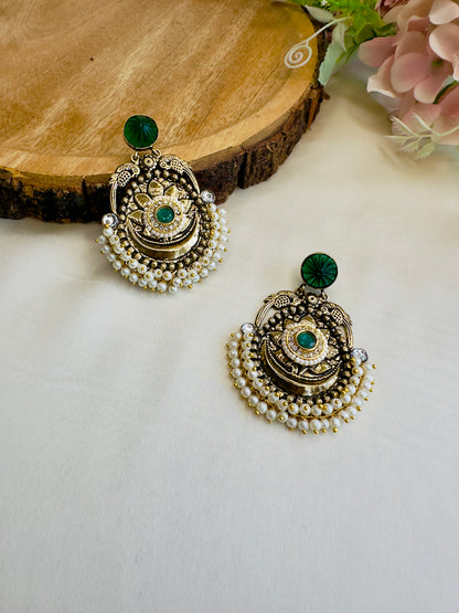 Antique finish Pearl layered Earrings