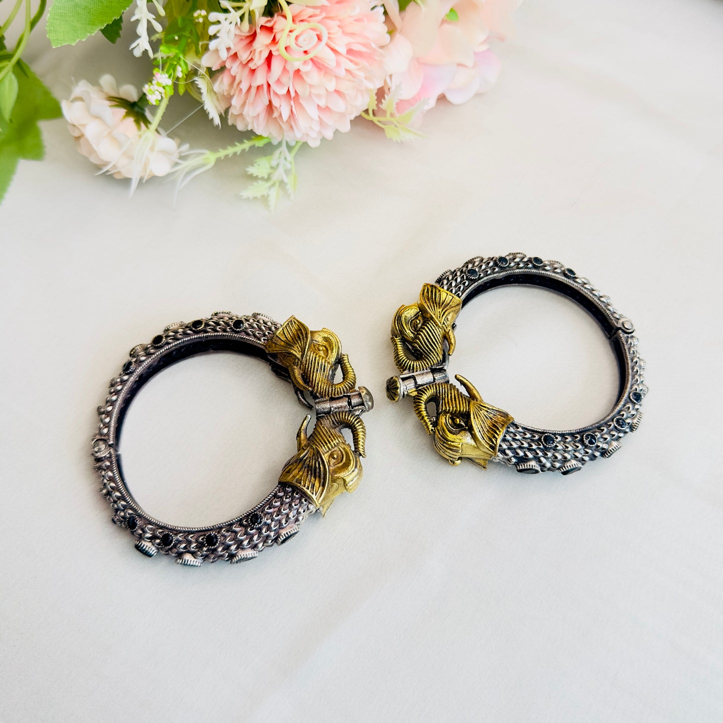 Elephant Motif Dual Tone Bangles