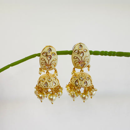 Moissanite Hasli white Minakari with Jhumki earrings