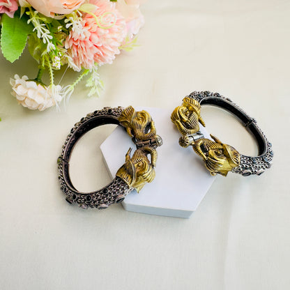 Elephant Motif Dual Tone Bangles