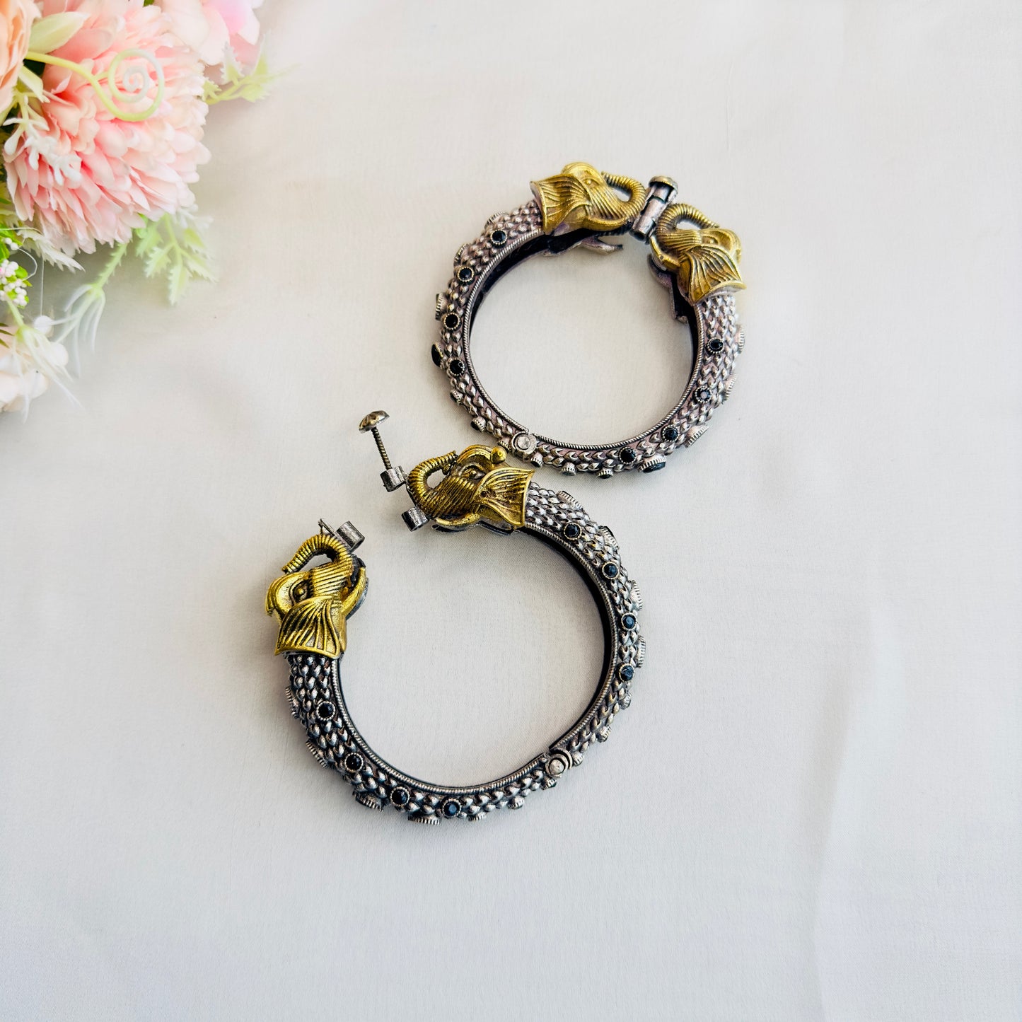 Elephant Motif Dual Tone Bangles