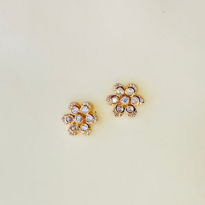 Moissanite Polki Flower Studs