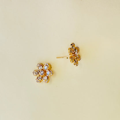 Moissanite Polki Flower Studs