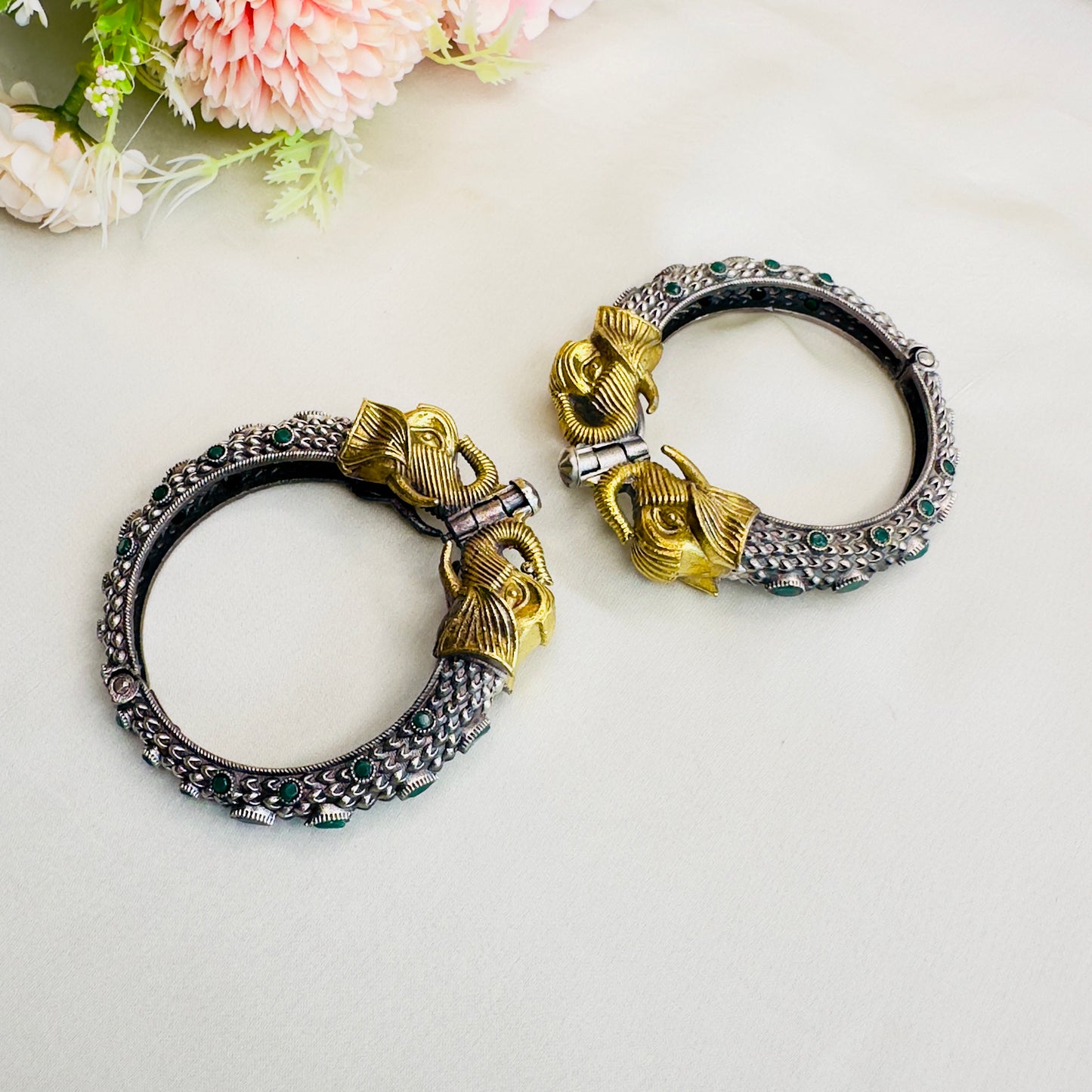 Elephant Motif Dual Tone Bangles