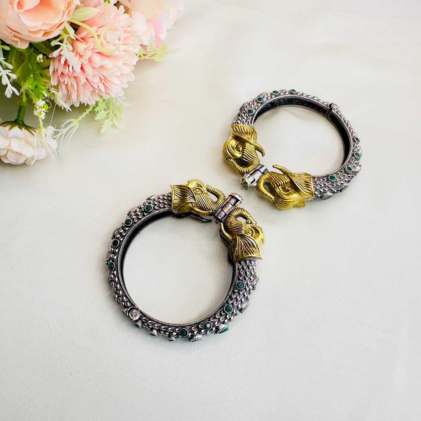 Elephant Motif Dual Tone Bangles