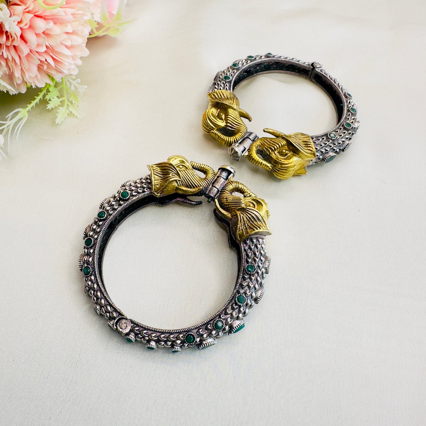 Elephant Motif Dual Tone Bangles