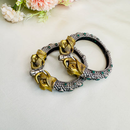 Elephant Motif Dual Tone Bangles