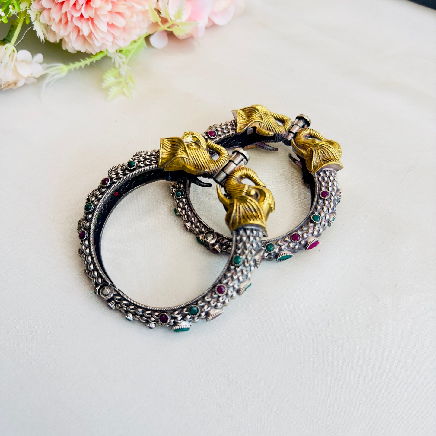 Elephant Motif Dual Tone Bangles