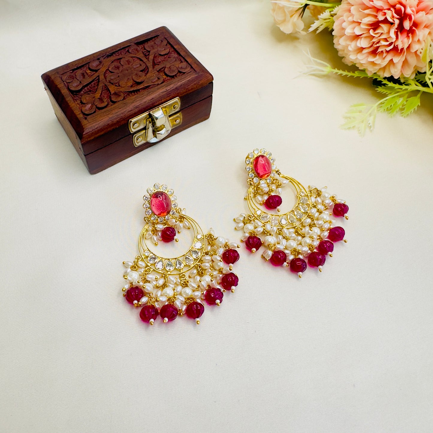 Kundan Chand Bali Earrings