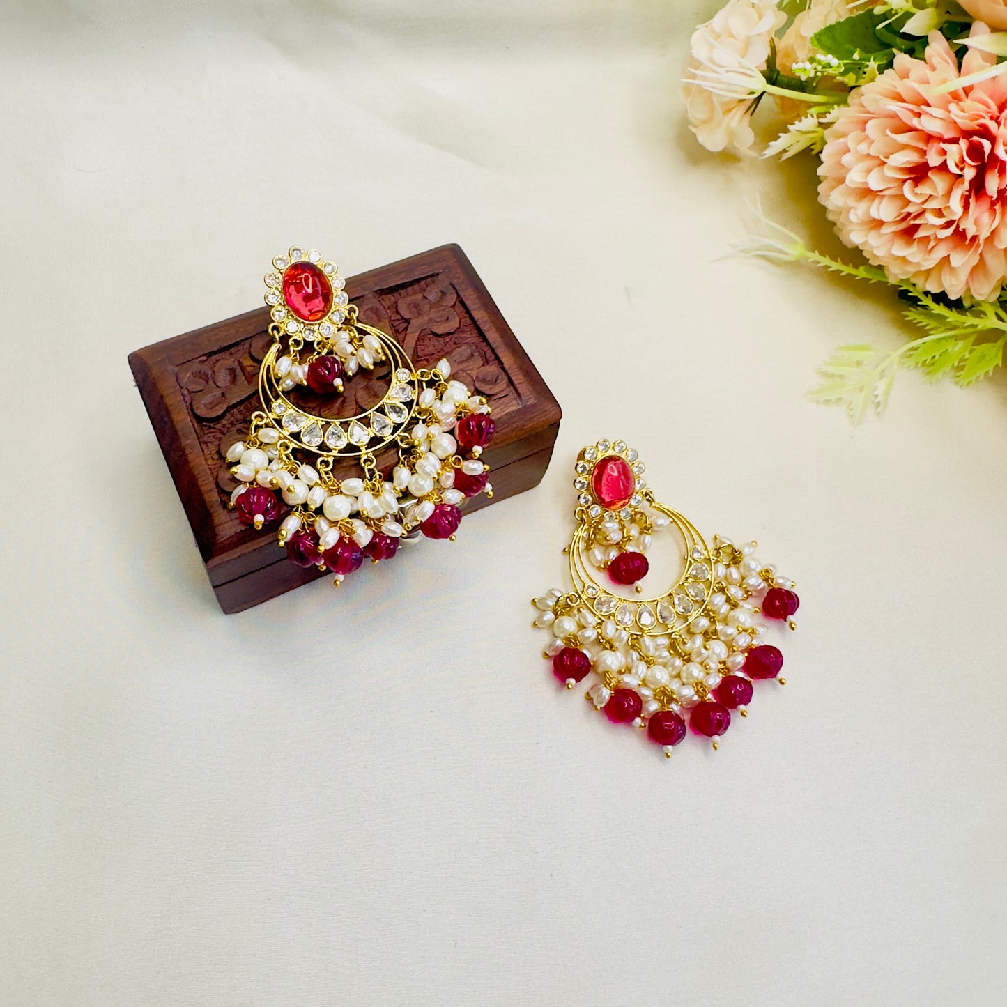 Kundan Chand Bali Earrings