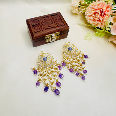 Kundan Purple Earrings