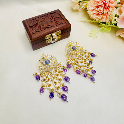 Kundan Purple Earrings