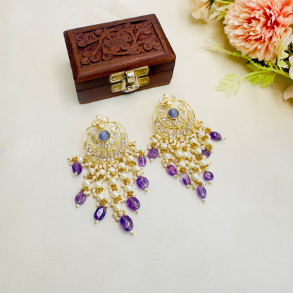 Kundan Purple Earrings